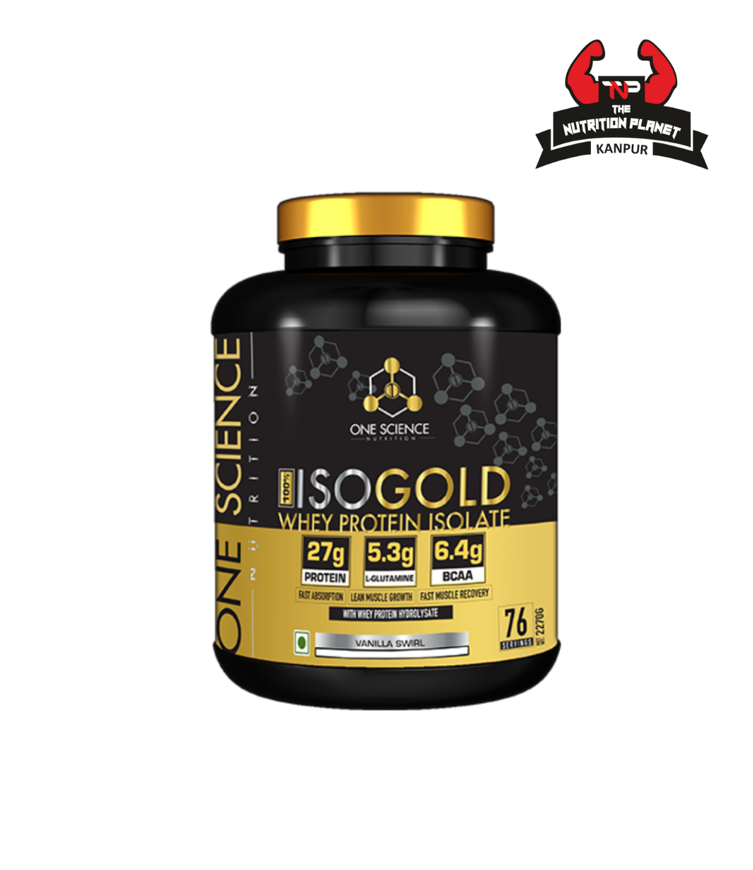 One Science Nutrition 100% Iso Gold Whey Protein 5 lbs, 2.27 kg [Made from Grass Fed Whey]- 27g Protein, 5.3g Glutamine, 6.4g BCAA