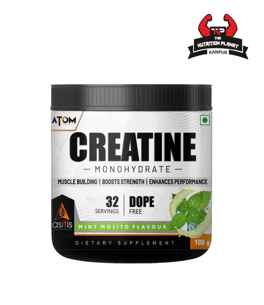 ATOM Creatine Monohydrate | Dope Free | Enhances Performance | Promotes Muscle Gains | 250 gm