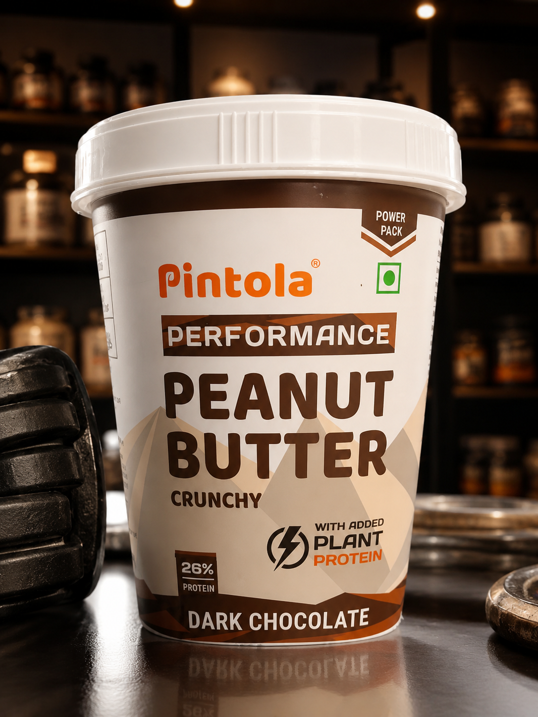 Pintola  Performance  Peanut Butter  Crunchy 26 % protein Dark chocolate